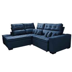Sofá de Canto 2,60x2,36m Retrátil e Reclinável com Molas Cama inBox Platinum Esquerdo Suede