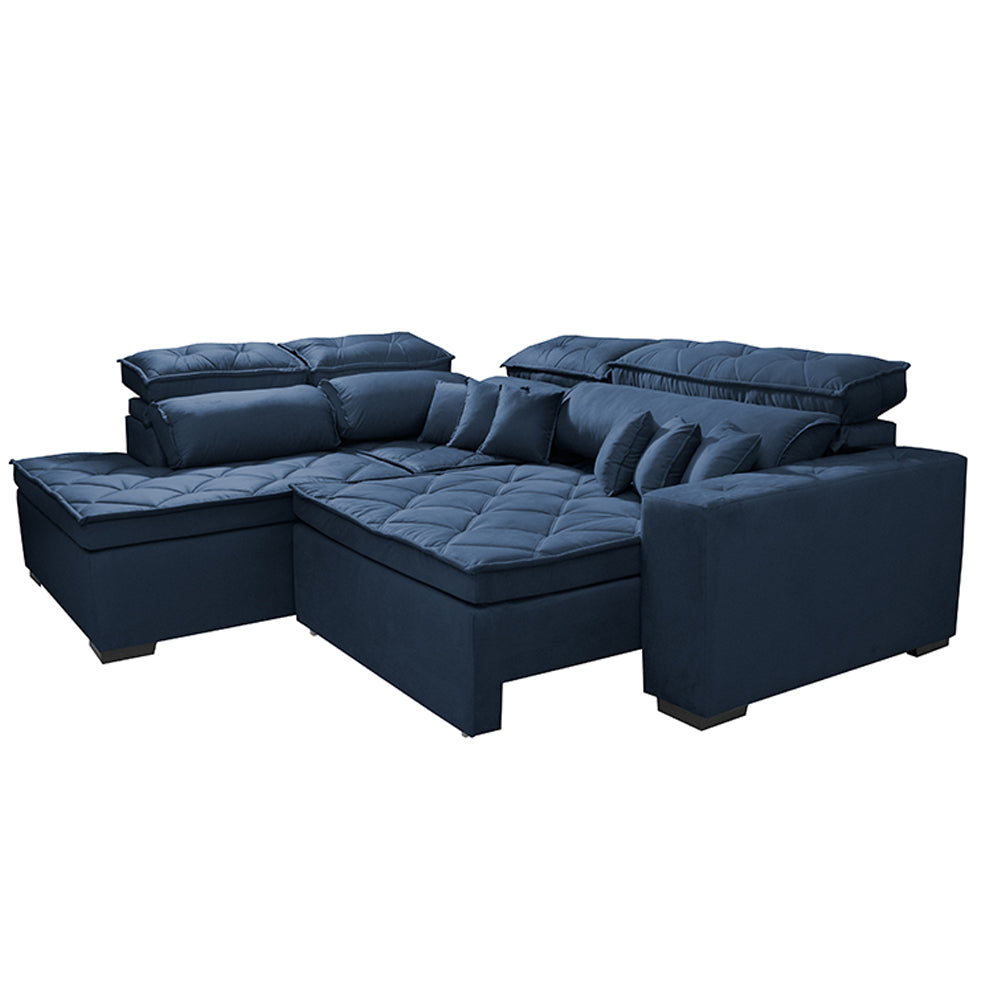 Sofá de Canto 2,60x2,36m Retrátil e Reclinável com Molas Cama inBox Platinum Esquerdo Suede