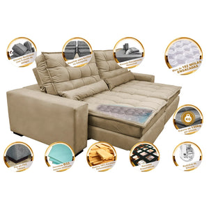 Sofa Retratil e Reclinavel 3 lugares com Molas Ensacadas Gold - ambiente