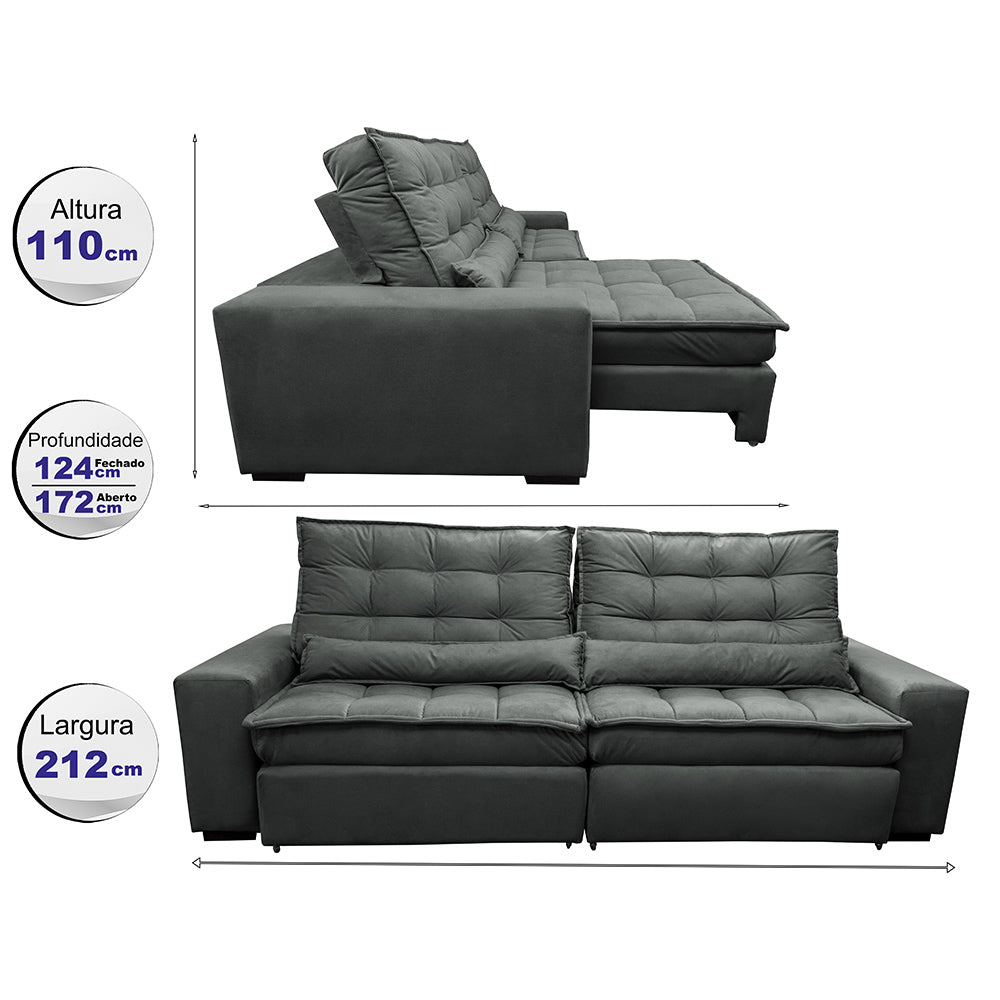 Sofa Retratil e Reclinavel 3 lugares com Molas Ensacadas Gold - ambiente