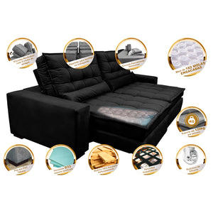 Sofa Retratil e Reclinavel 3 lugares com Molas Ensacadas Gold - ambiente