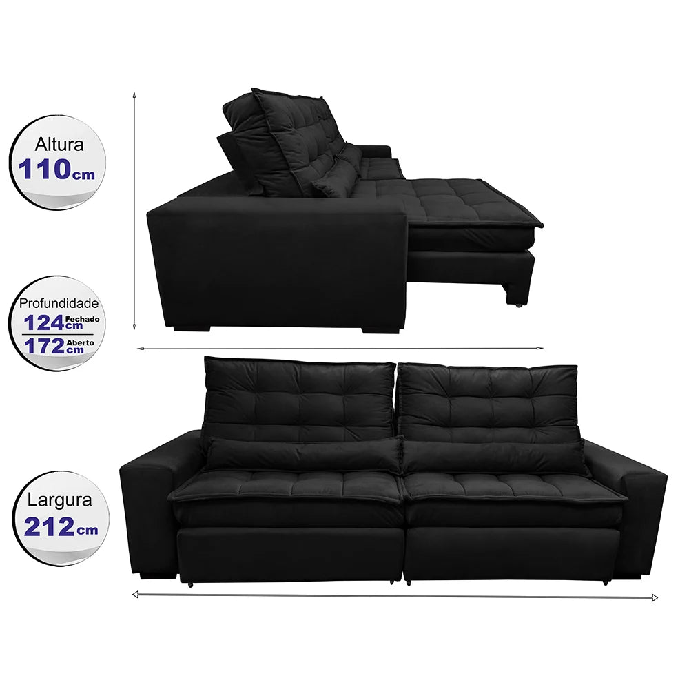 Sofa Retratil e Reclinavel 3 lugares com Molas Ensacadas Gold - ambiente