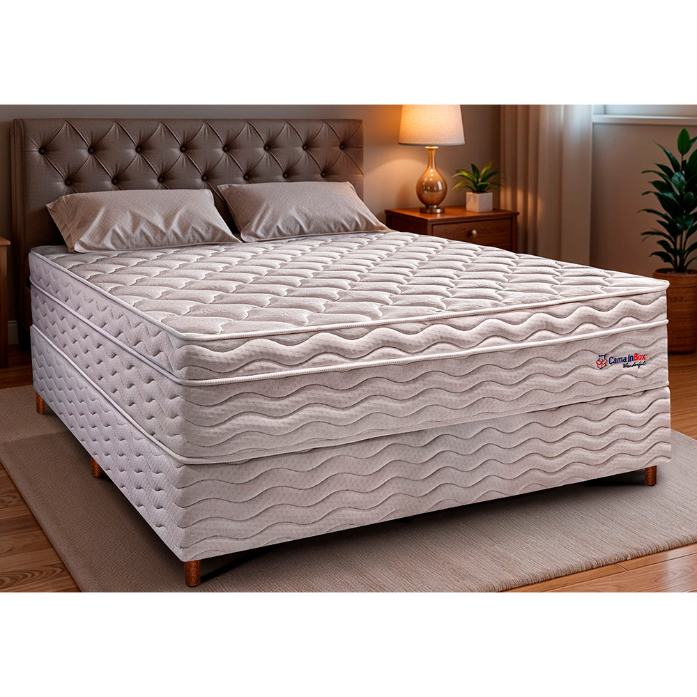 0 - Conjunto Cama Box Casal com Molas Ensacadas Cama inBox Wonder