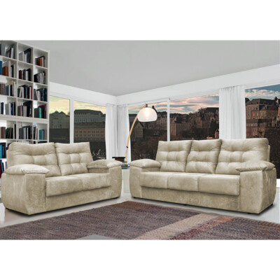 0 - Conjunto Sofá Luxemburgo 3 E 2 Lugares 1,52m e 2,02m Suede Be