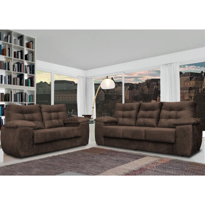 0 - Conjunto Sofá Luxemburgo 3 E 2 Lugares 1,52m e 2,02m Suede Ca