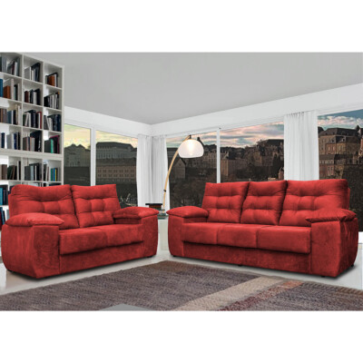 0 - Conjunto Sofá Luxemburgo 3 E 2 Lugares 1,52m e 2,02m Suede Ve