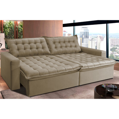 0 - Sofá Retrátil Reclinável e Cama 2,95m Cama inBox Flex Suede V