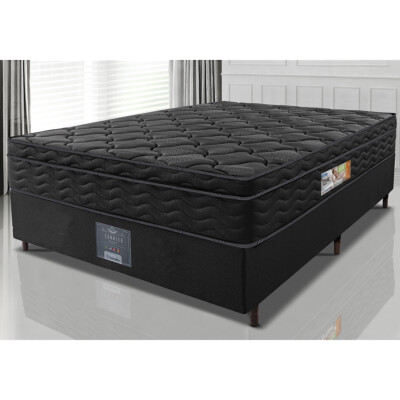 Cama Box Casal Colchão Ortopédico Black + Box 138x188x67 One Face Espuma D33 Preto