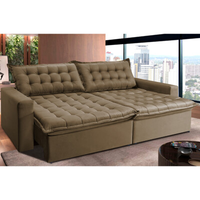 0 - Sofá Retrátil Reclinável e Cama 2,95m Cama inBox Flex Suede V