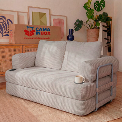  Sofá Cama Elo 1,88m Xpand Tech Velourê Cinza Claro