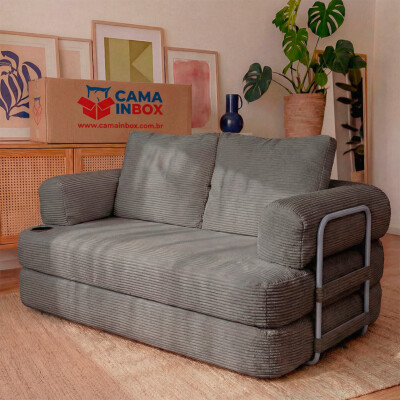  Sofá Cama Elo 1,88m Xpand Tech Velourê Cinza Escuro