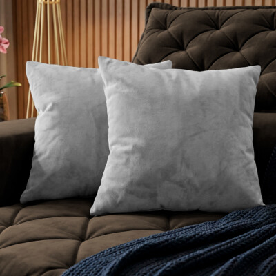 Almofadas Kit Plumie de 45x45cm 2 Uni Boucle Cinza Claro Cama inBox