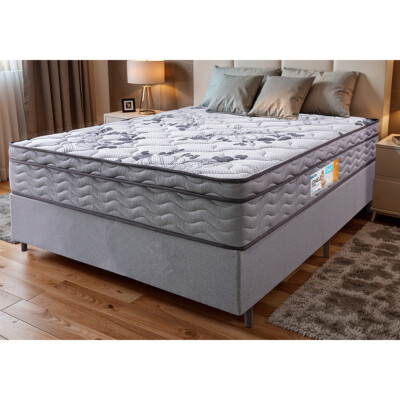 Cama Box Queen Colchão OrtoFirm + Box Desmontável 158x198x65 One Face Espuma D45 Cinza