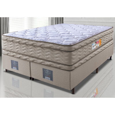 Cama Box King Colchão OrtoFirm + Box 193x203x71 Double Face Espuma D33 Dourado