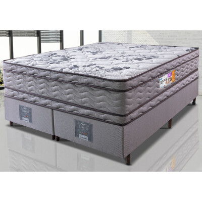Cama Box Queen Colchão OrtoFirm + Box 158x198x71 Double Face Espuma D45 Cinza