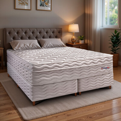 0 - Conjunto Cama Box Queen com Molas Ensacadas Cama inBox Wonder
