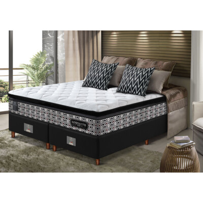 Cama Box King Colchão Pillow Top + Box 193x203x70 Molas Ensacadas Cama inBox Abstrato