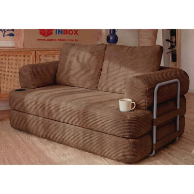 Sofá Cama Elo 1,88m Xpand Tech Tecido Velourê Marrom Cama inBox