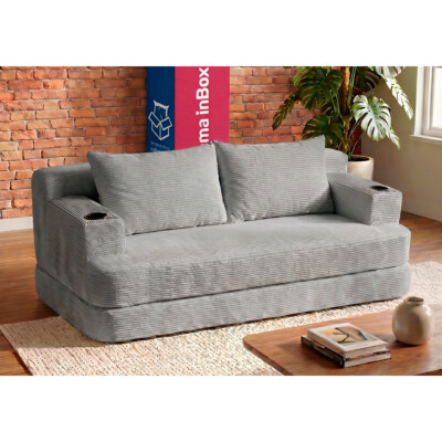 Sofá Cama Nami 1,50m Xpand Tech Tecido Velourê Cinza Claro Cama inBox