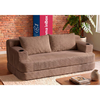 Sofá Cama Nami 1,50m Xpand Tech Tecido Velourê Marrom Cama inBox