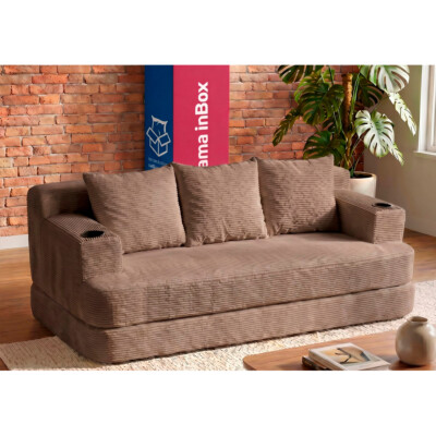 Sofá Cama Nami 1,88m Xpand Tech Tecido Velourê Marrom Cama inBox