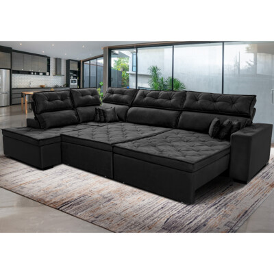 0 - Sofa de Canto Retrátil e Reclinável com Molas Cama inBox Plat