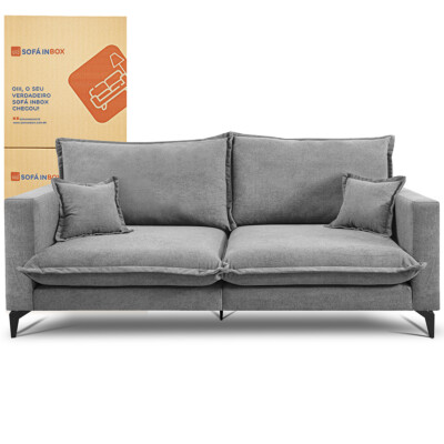 Sofá 2 Lugares Modular Boma 1,70m Boucle Cinza Claro Sofá inBox