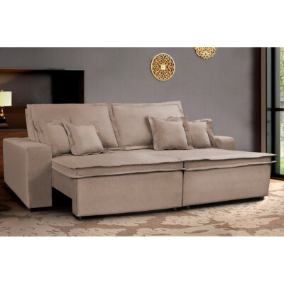 0 - Sofa Retrátil e Reclinável com Molas Cama inBox Premium 2,52m