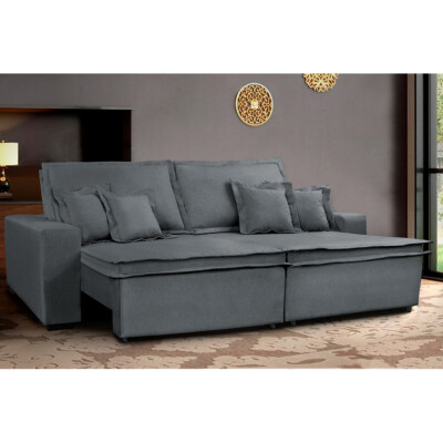 0 - Sofa Retrátil e Reclinável com Molas Cama inBox Premium 2,52m