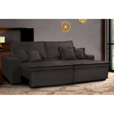 0 - Sofa Retrátil e Reclinável com Molas Cama inBox Premium 2,52m